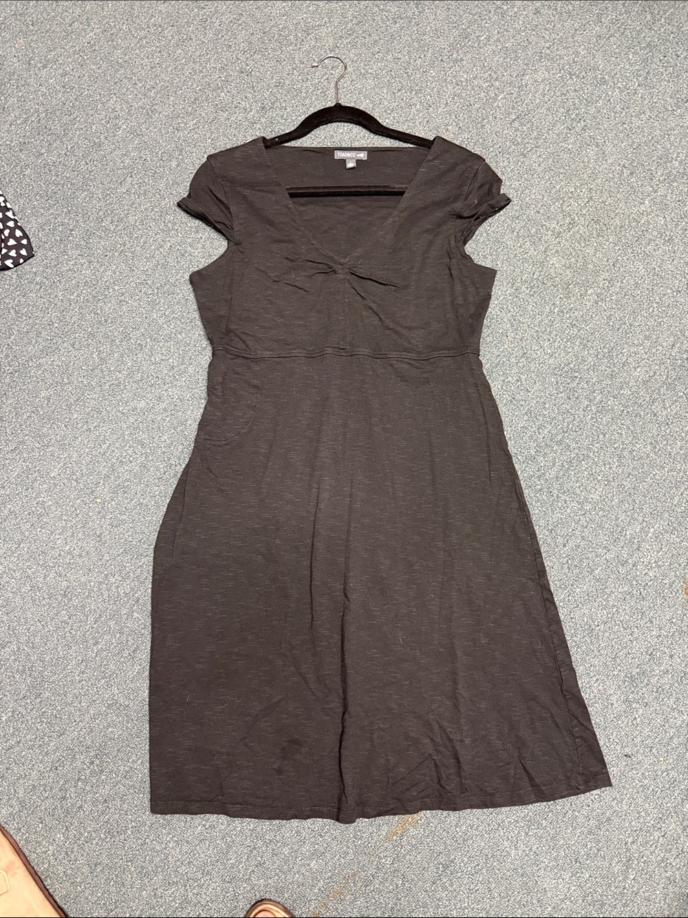 Toad&Co Black Cap-Sleeve Midi Dress